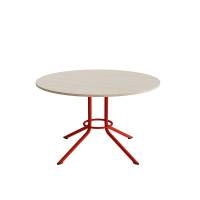 Bord Atlas 1133 &Oslash;1200x720mm, Hvidpigmenteret eg med r&oslash;dt understel