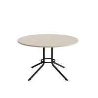 Bord Atlas 1133 &Oslash;1200x720mm, Hvidpigmenteret eg med sortoliven understel