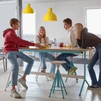 Bord Atlas 1134, 1800x900mm, h&oslash;jde 720, eg h&oslash;jtrykslaminat, gr&oslash;nt stel