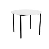 Bord Combi 206, Ø1200 mm, højde 900 mm, hvid laminat på sort stel