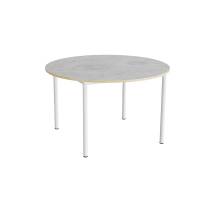 Bord Combi 206, Ø1200 mm, højde 720 mm, lys grå linoleum på hvidt stel