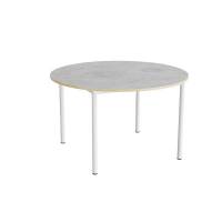 Bord Combi 206, &Oslash;1200 mm, h&oslash;jde 720 mm, lys gr&aring; linoleum p&aring; hvidt stel