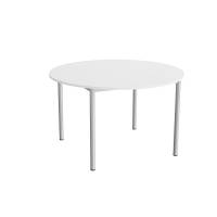 Bord Combi 206, Ø1200 mm, højde 720 mm, lydabsorberende hvid laminat på alugråt stel