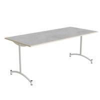 Bord Zeb 231, 1800x800 mm H&oslash;jde 720 mm, Lys gr&aring; linoleum, Hvidt stel