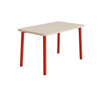 Bord Add 590, 1200x700 mm højde 720 mm med hvidpigmenteret eg, rød stel