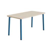 Bord Add 590, 1400x700 mm højde 720 mm med lydabsorberende hvidpigmenteret eg, blåt stel