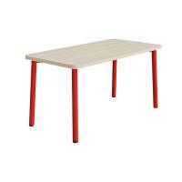 Bord Add 590, 1400x700 mm h&oslash;jde 720 mm med lydabsorberende hvidpigmenteret eg, r&oslash;d stel