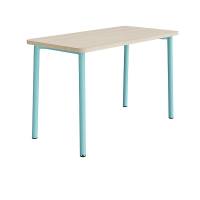 Bord Add 590, 1400x700 mm højde 900 mm med hvidpigmenteret eg, turkis stel