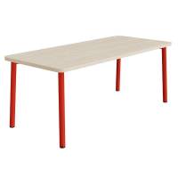 Bord Add 590, 1800x800 mm h&oslash;jde 720 mm med lydabsorberende hvidpigmenteret eg, r&oslash;d stel