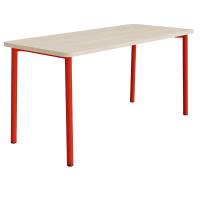 Bord Add 590, 1800x800 mm h&oslash;jde 900 mm med lydabsorberende hvidpigmenteret eg, r&oslash;d stel