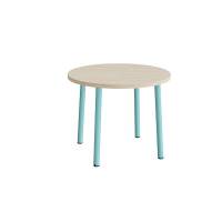 Bord Add 590, &Oslash;900 mm, h&oslash;jde 720 mm, hvidpigmenteret eg laminat p&aring; turkis stel