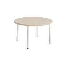 Bord Add 590, Ø1200 mm, højde 720 mm, hvidpigmenteret eg laminat på hvidt stel