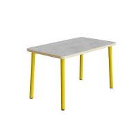 Bord Add 590, 1400x700 mm h&oslash;jde 720 mm med lys gr&aring; linoleum, gult stel