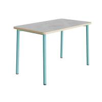 Bord Add 590, 1800x800 mm h&oslash;jde 720 mm med lys gr&aring; linoleum, turkis stel