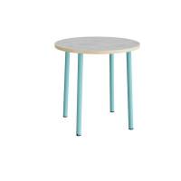 Bord Add 590, &Oslash;900 mm, h&oslash;jde 900 mm, lys gr&aring; linoleum p&aring; turkis stel