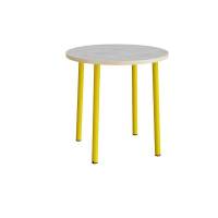 Bord Add 590, &Oslash;900 mm, h&oslash;jde 900 mm, lys gr&aring; linoleum p&aring; gult stel