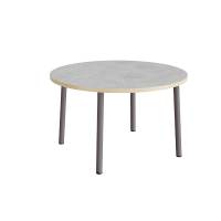 Bord Add 590, Ø1200 mm, højde 720 mm, lys grå linoleum på gråt stel