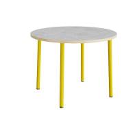 Bord Add 590, &Oslash;1200 mm, h&oslash;jde 900 mm, lys gr&aring; linoleum p&aring; gult stel