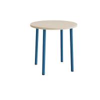 Bord Add 590, Ø900 mm, højde 900 mm, lyddæmpende hvidpigmenteret eg laminat på blåt stel
