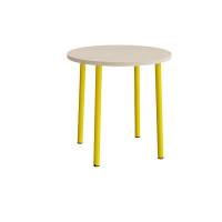 Bord Add 590, &Oslash;900 mm, h&oslash;jde 900 mm, lydd&aelig;mpende hvidpigmenteret eg laminat p&aring; gult stel