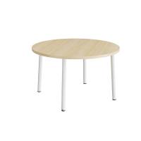 Bord Add 590, Ø1200 mm, højde 720 mm, lyddæmpende birk laminat på hvidt stel