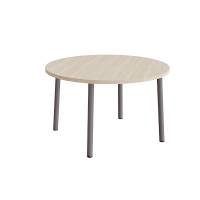 Bord Add 590, &Oslash;1200 mm, h&oslash;jde 720 mm, lydd&aelig;mpende hvidpigmenteret eg laminat p&aring; gr&aring;t stel