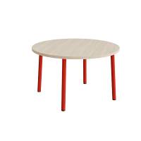 Bord Add 590, &Oslash;1200 mm, h&oslash;jde 720 mm, lydd&aelig;mpende hvidpigmenteret eg laminat p&aring; r&oslash;dt stel