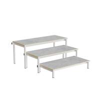 B&aelig;nk Idol, trappe 800, lysgr&aring; linoleum, hvidt stel, 3 sektioner