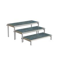 B&aelig;nk Idol, trappe 800, m&oslash;rkgr&aring; linoleum, alugr&aring;t stel, 3 sektioner