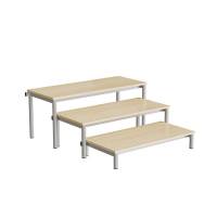 B&aelig;nk Idol, trappe 800, birk laminat, alugr&aring;t stel, 3 sektioner