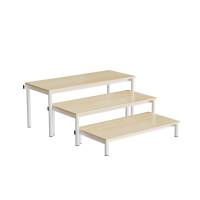 B&aelig;nk Idol, trappe 800, birk laminat, hvidt stel, 3 sektioner