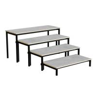 B&aelig;nk Idol, trappe 800, lysgr&aring; linoleum, sort stel, 4 sektioner