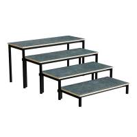 B&aelig;nk Idol, trappe 800, &nbsp;m&oslash;rkgr&aring; linoleum, sort stel, 4 sektioner