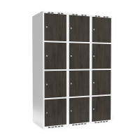 Garderobeskab 3x400 mm Lige tag 4-delt s&oslash;jle Laminat d&oslash;r Nocturne wood Cylinderl&aring;s
