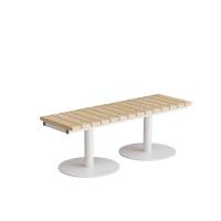 Siddeb&aelig;nk Cirkum, 2-pers lige, massiv birk, hvidt understel