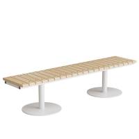 Siddeb&aelig;nk Cirkum, 3-pers lige, massiv birk, hvidt understel