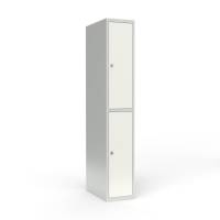 Skoleskab 1x300 Lige tag 2 rum i h&oslash;jden Hvid st&aring;ld&oslash;r Greb for h&aelig;ngel&aring;s