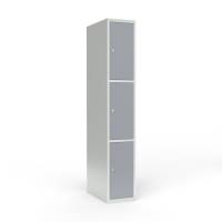 Skoleskab 1x300 Lige tag 3 rum i højden Grå ståldør Cylinderlås