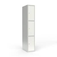 Skoleskab 1x300 Lige tag 3 rum i h&oslash;jden Hvid st&aring;ld&oslash;r Cylinderl&aring;s