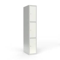Skoleskab 1x300 Lige tag 3 rum i højden Hvid ståldør Cylinderlås