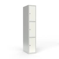 Skoleskab 1x300 Lige tag 3 rum i h&oslash;jden Hvid st&aring;ld&oslash;r Greb for h&aelig;ngel&aring;s