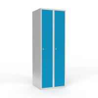 Skoleskab 2x300 Lige tag 1 rum i højden Lys blå  ståldør Greb for hængelås