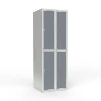 Skoleskab 2x300 Lige tag 2 rum i h&oslash;jden Lys gr&aring; laminatd&oslash;r Cylinderl&aring;s