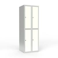 Skoleskab 2x300 Lige tag 2 rum i h&oslash;jden Hvid laminatd&oslash;r Greb for h&aelig;ngel&aring;s