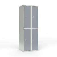 Skoleskab 2x300 Lige tag 2 rum i h&oslash;jden Gr&aring; st&aring;ld&oslash;r Cylinderl&aring;s