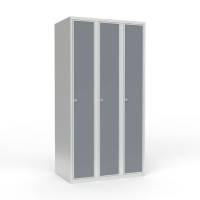 Skoleskab 3x300 Lige tag 1 rum i h&oslash;jden Lys gr&aring; laminatd&oslash;r Greb for h&aelig;ngel&aring;s