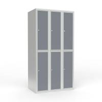 Skoleskab 3x300 Lige tag 2 rum i højden Lys grå laminatdør Cylinderlås