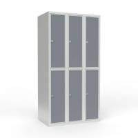 Skoleskab 3x300 Lige tag 2 rum i h&oslash;jden Lys gr&aring; laminatd&oslash;r Greb for h&aelig;ngel&aring;s