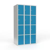 Skoleskab 3x300 Lige tag 4 rum i h&oslash;jden Lys bl&aring;  st&aring;ld&oslash;r Greb for h&aelig;ngel&aring;s