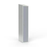 Skoleskab 1x300 Skråt tag 1 rum i højden Grå ståldør Greb for hængelås